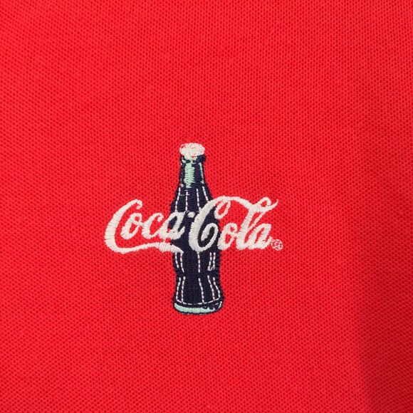Coca-Cola Mens Uniform Crew Polo Shirt Red Plus Size 26W/28W Short Sleeve - Picture 4 of 13